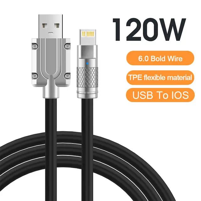 120W 6A Super Fast Charge USB C Liquid Silicone Cable For iPhone 14 15 Huawei Samsung Xiaomi Quick Charger Type-C Data Wire - Smarsty