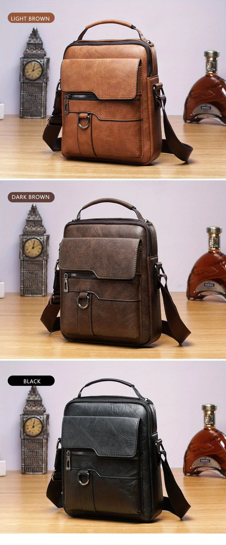 Men's PU Leather iPad Shoulder Bag Crossbody With Flap - Smarsty