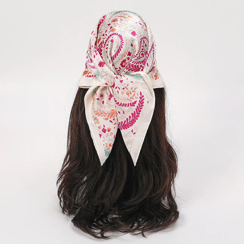 Bohemian Floral Print Silk Scarf for Women Sun Protection - Smarsty