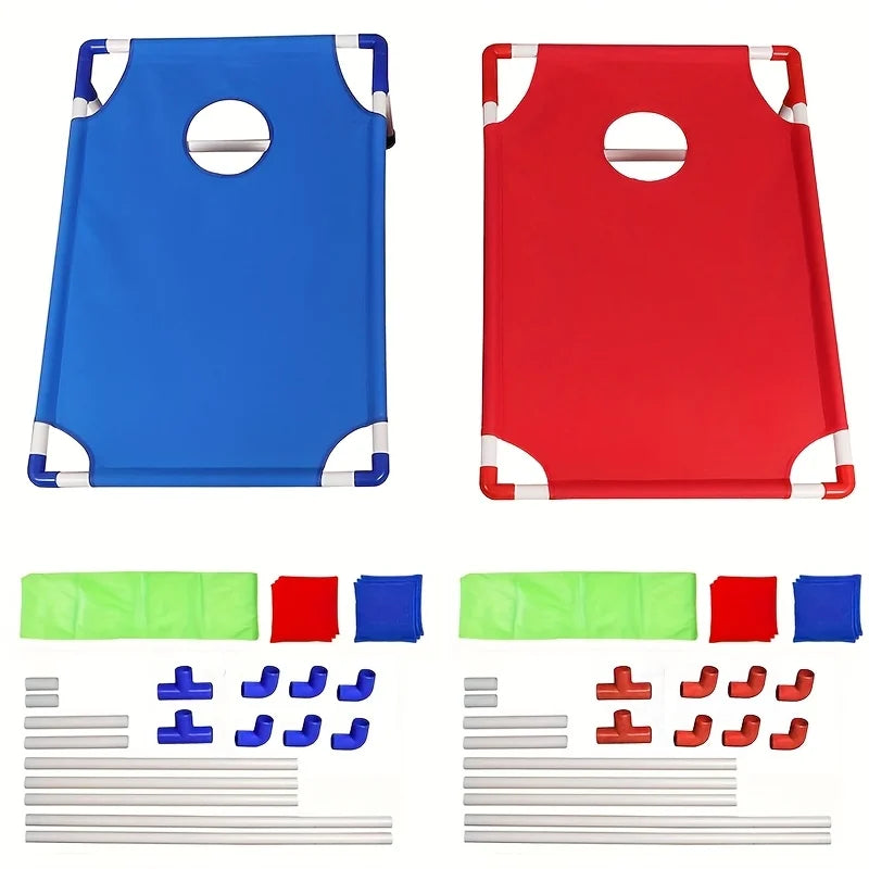A Set of Red/Blue Portable Cornhole Game Set, Foldable and Durable, Summer Beach Bean Bag Toss Game, Suitable for Outdoor Parties, Camping, Beach and Backyard Entertainment - Perfect for Christmas, Easter, Thanksgiving and Gr