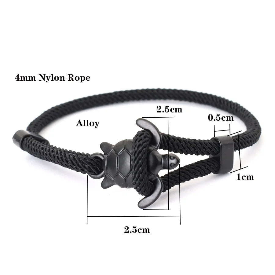 Adjustable Men Marine Turtle Rope Bracelet Nautical Wrap - Smarsty
