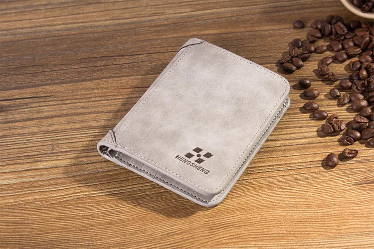 New Men Wallets Credit Card/ID Holder Vintage Brand Male Wallet High Quality PU Leather Photo Holder Foldable Short Men Purse - Smarsty