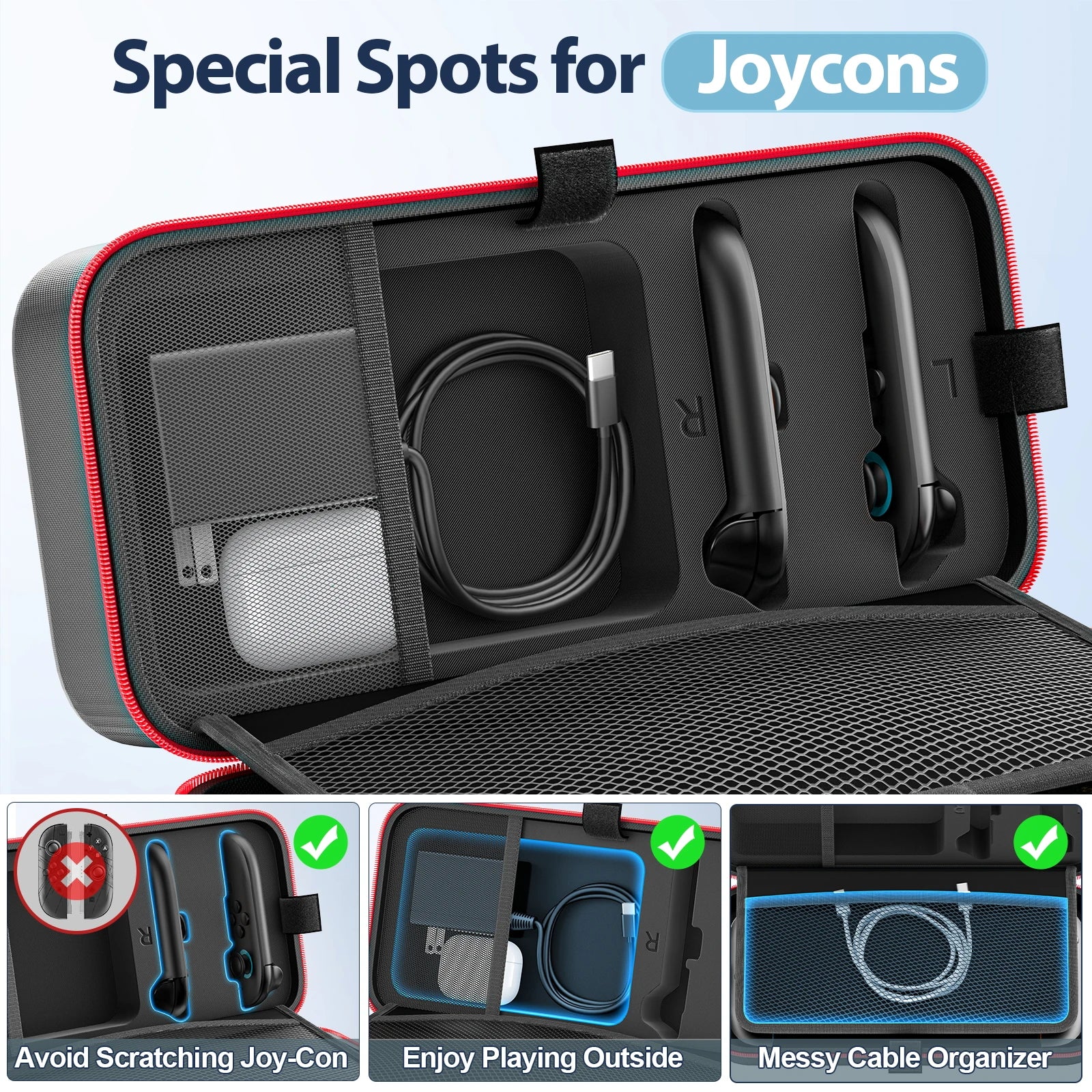 For Switch 2 & Switch Original & Switch OLED Large Storage Bag Anti-Scratch Waterproof Travel Carrying Case for N-Switch 2