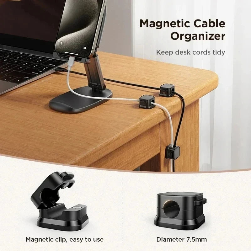 Magnetic Cable Clip Cable Holder Adhesive Wire Keeper Cord Cable Organizer for Home Office Under Desk Management - Smarsty