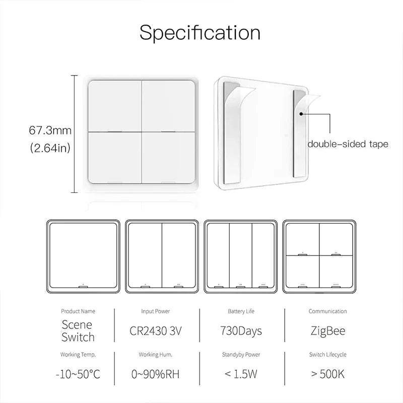 Tuya Smart Wireless Zigbee Wall Light Switch - Smarsty