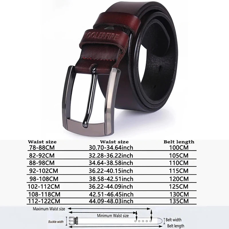 Men Genuine Leather Belt Luxury Cowskin Strap - Smarsty