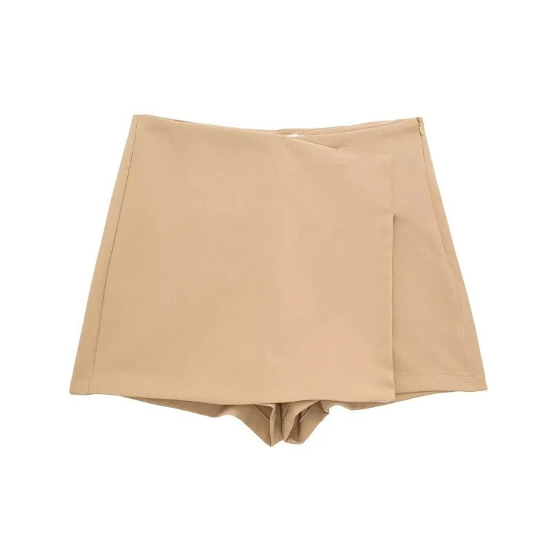 MUJER 2025 Asymmetric Skort For Women Black High Waist Mini Skirt Shorts Women Casual Bermuda Shorts Woman Summer Skirt Shorts - Smarsty