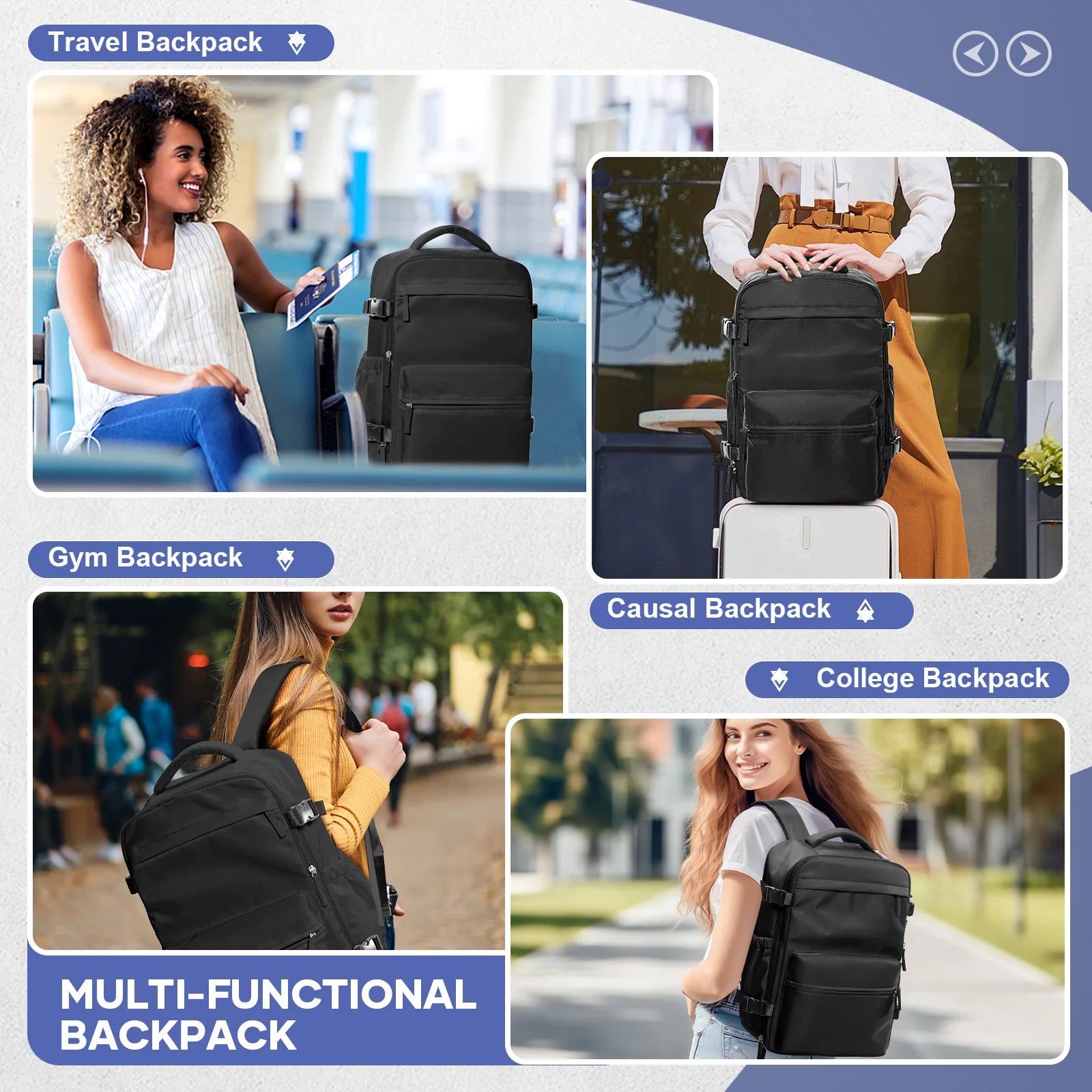 Men Vacuum Compression Backpack 15.6in Laptop Backpack Expand Hiking Vacuum Travel Backpack, Ryanair Backpack 40x20x25 Cabin Bag - Smarsty