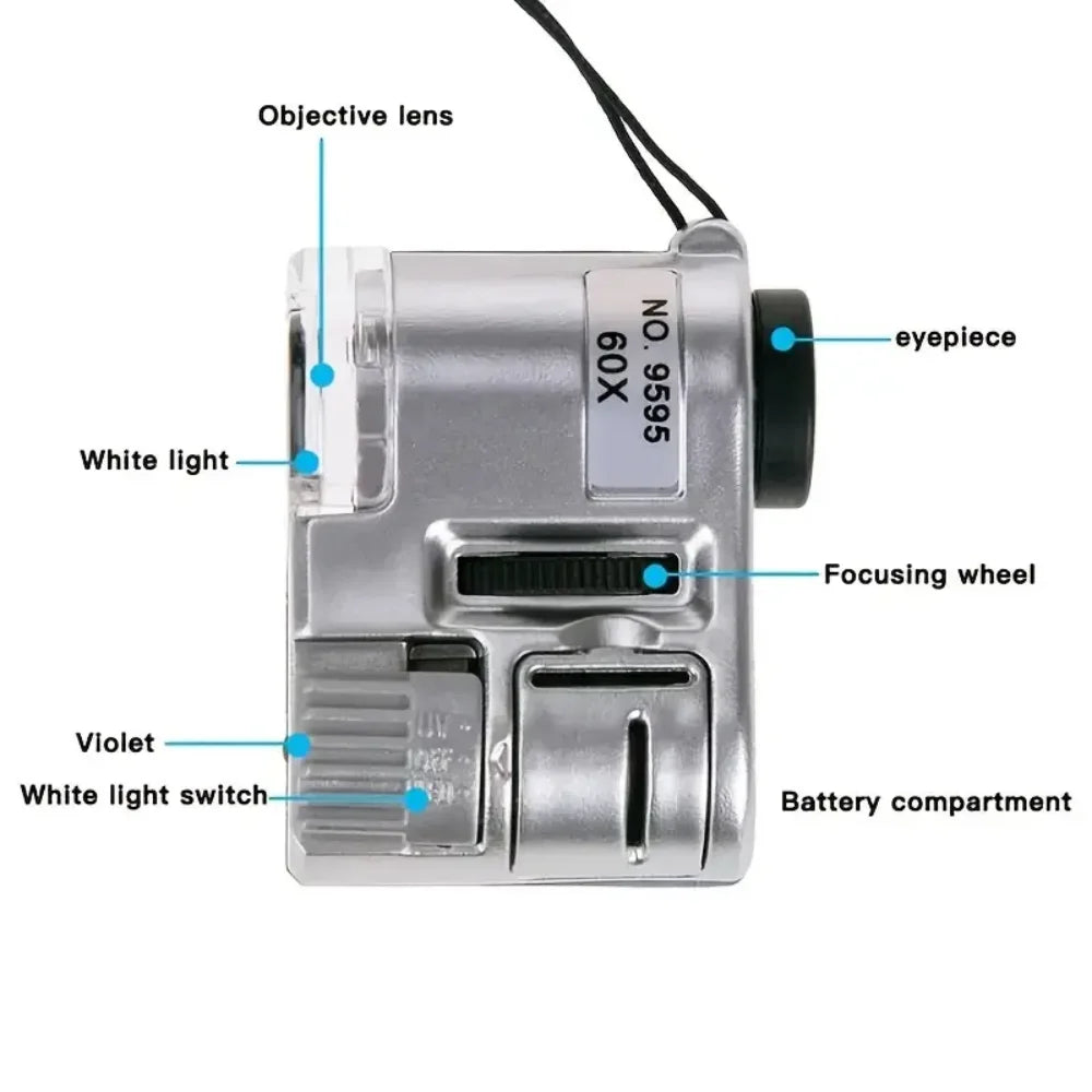 60X Handheld Magnifying Glass With LED Light - Smarsty