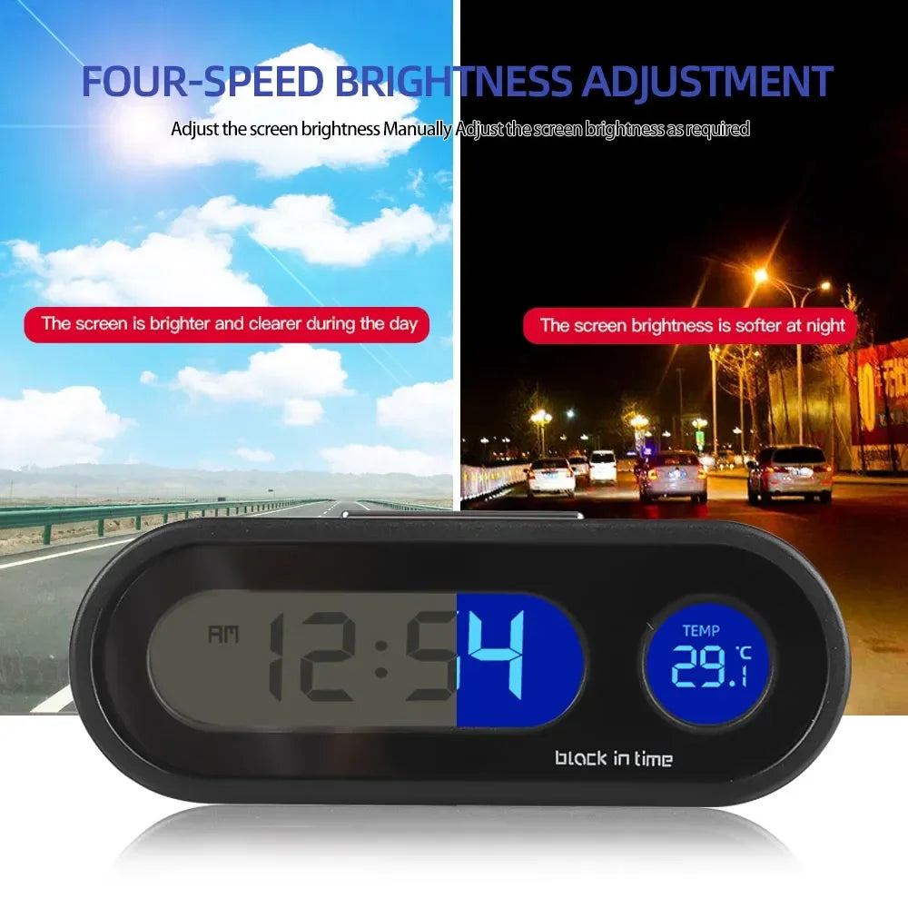 Car Dashboard Clock With Digital Thermometer And Display - Smarsty