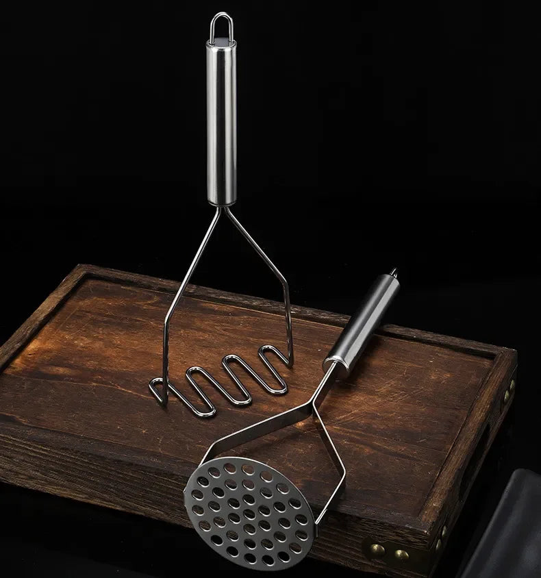 Stainless Steel Potato Masher Manual Fruit Vegetable Pressure Mud Machine Kitchen Children Food Crusher Complementary Gadget by Smarsty