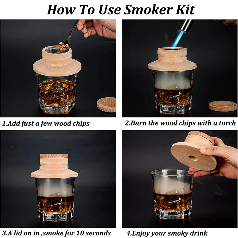 Wooden Cocktail Smoker Kit for Whiskey and Tequila - Smarsty