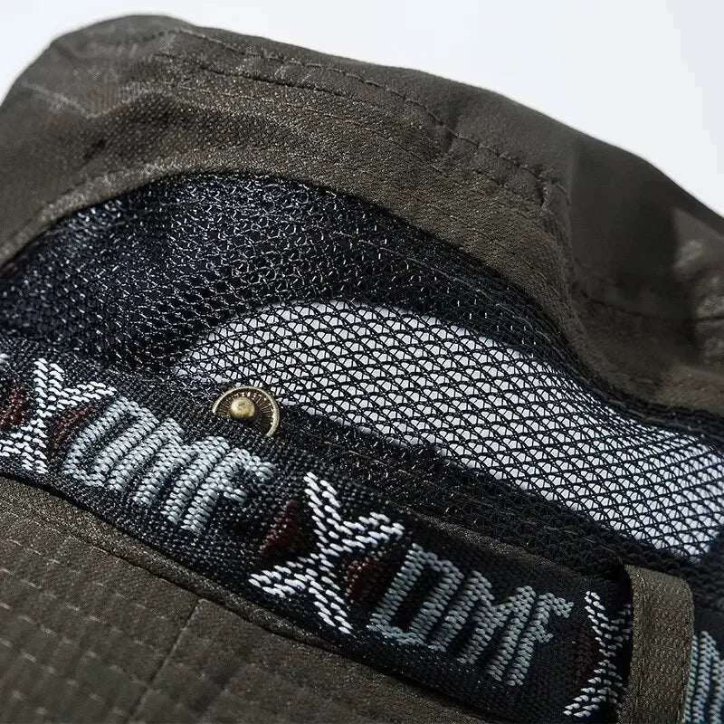 Summer Men Bucket Hat Outdoor UV Protection Wide Brim Panama Safari Hunting Hiking Hat Mesh Fisherman Hat Beach Sunscreen Cap - Smarsty