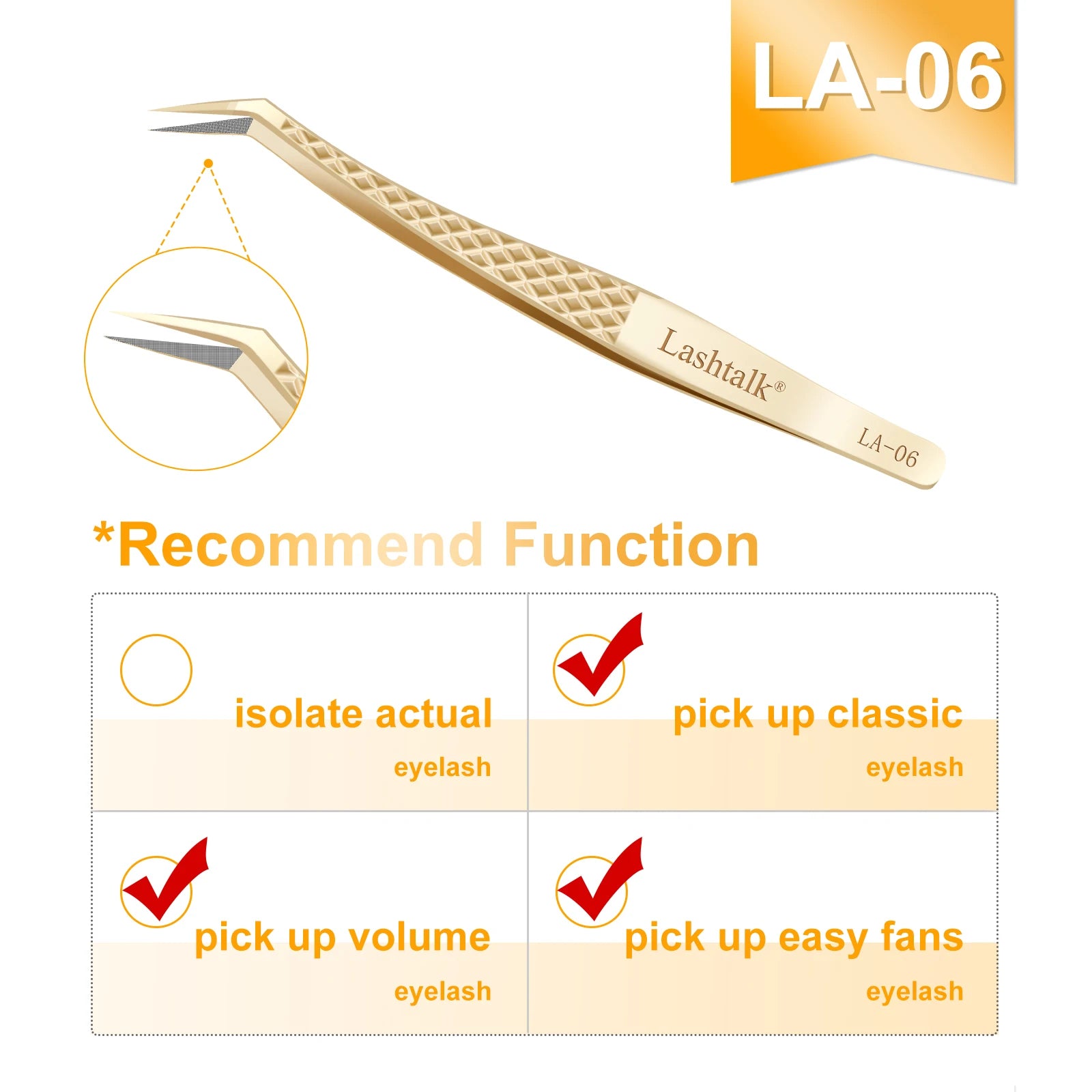 Precision Fiber Tip Eyelash Extension Tweezers with Diamond Grip - Smarsty