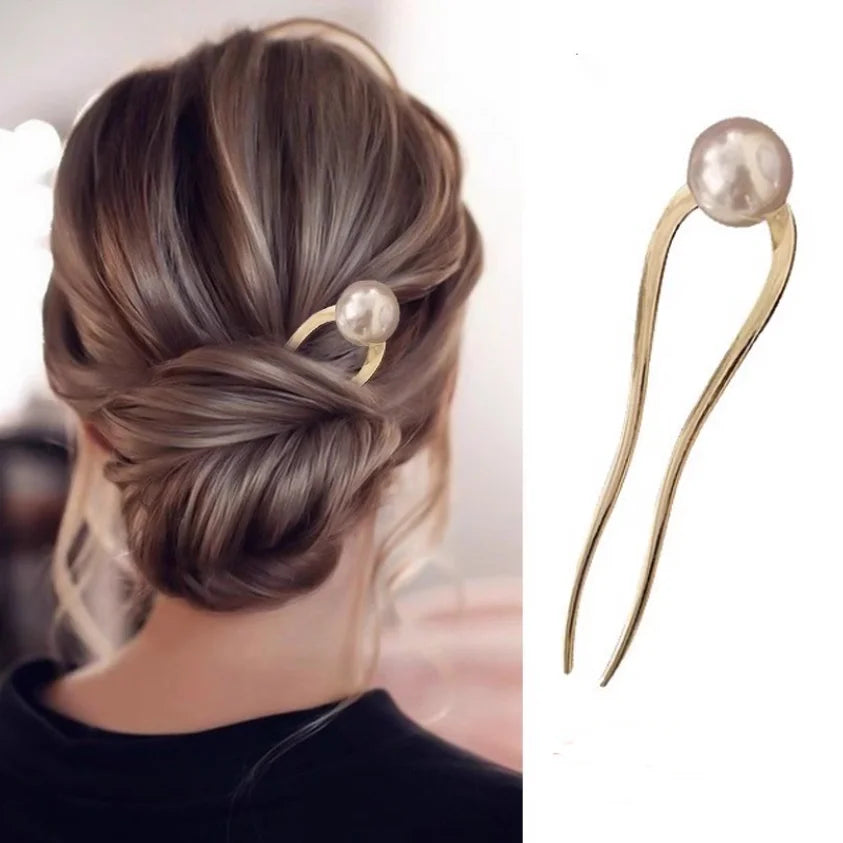 Korean Pearl Hairpins for Elegant Bun Styling - Smarsty