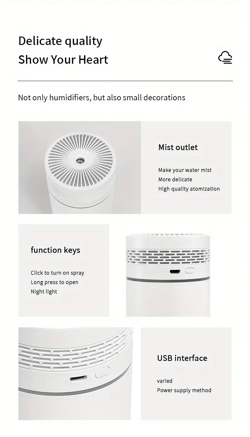 Portable USB Car Air Humidifier with LED Light - Smarsty