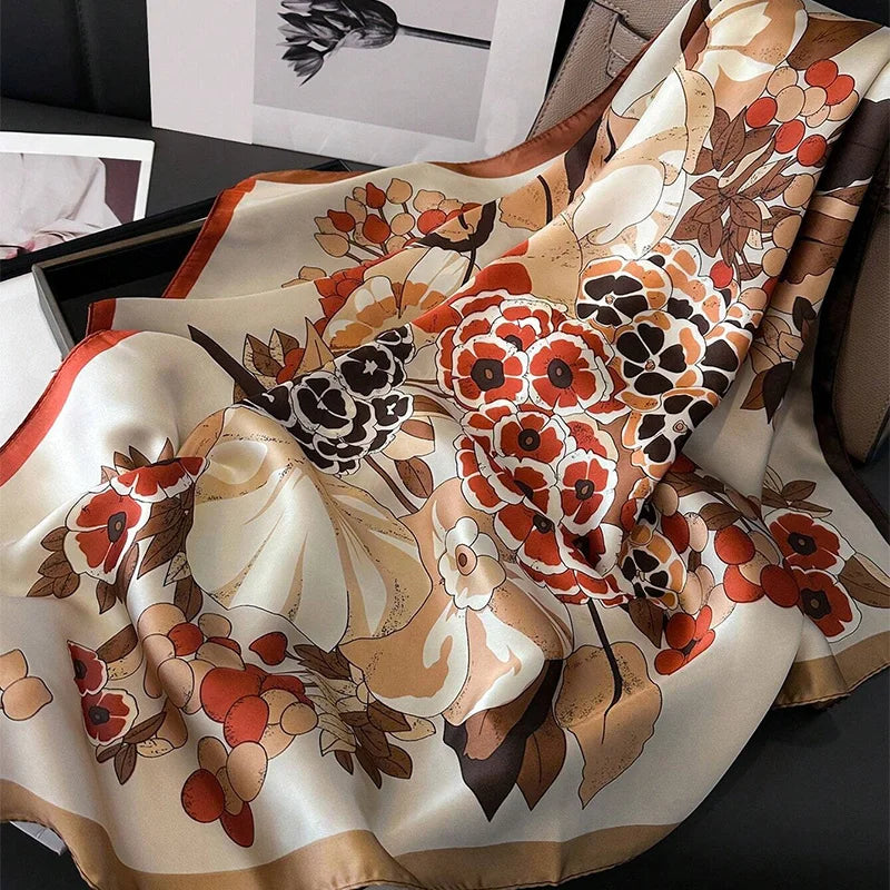 Luxury Silk Scarf Women Satin Shawl Sun Protection Wrap - Smarsty