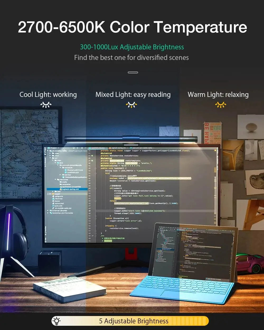 RGB Desktop Atmosphere Light Strip for Eye Protection - Smarsty
