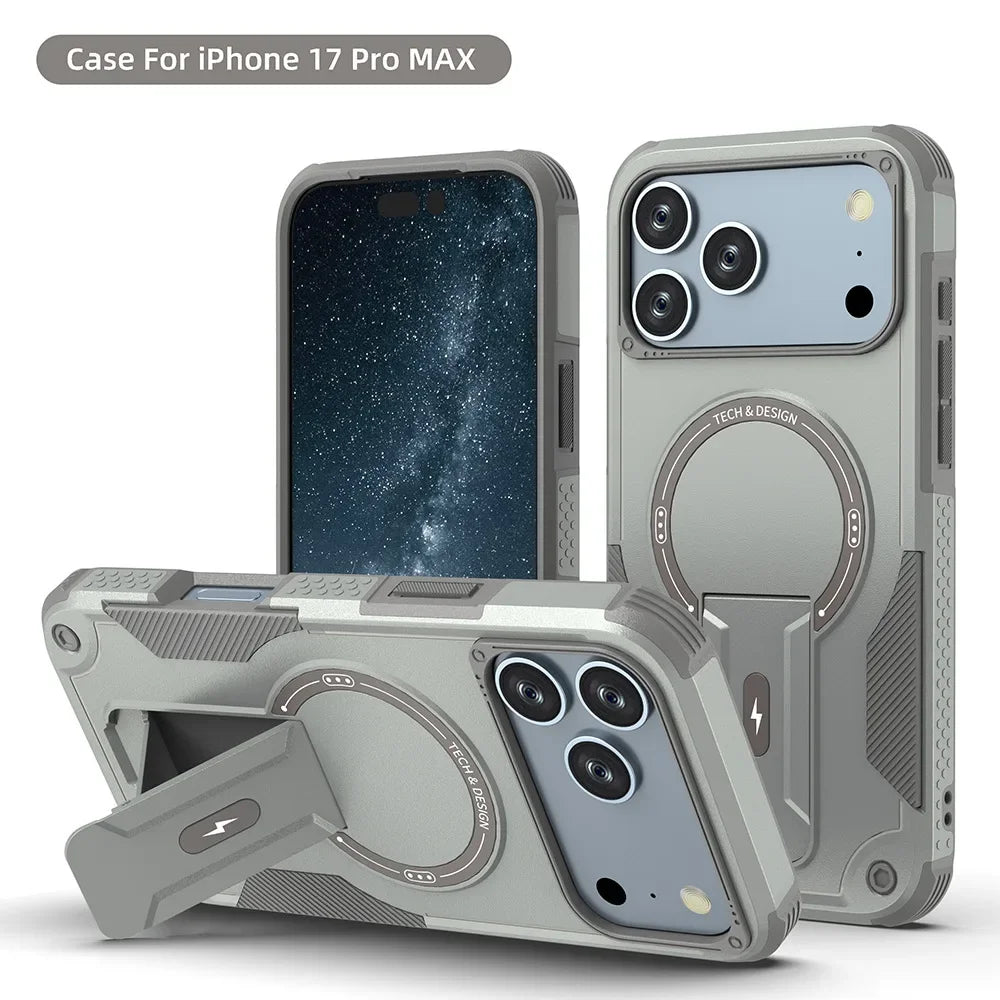 Armour Invisible Bracket For Magsafe Case For iPhone 17 Pro Max Magnetic Wireless Charge Stand Holder Coque Cover