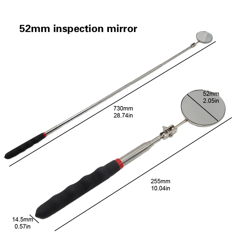50mm Detection folding mirror 360° rotating reflector universal auto repair tool accessory telescopic bottom inspection mirror - Smarsty