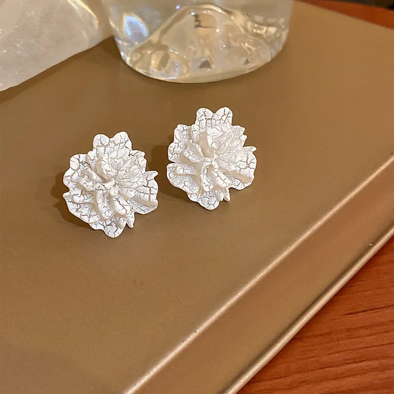 Acrylic Camellia Flower Stud Earrings Lightweight Bridal - Smarsty