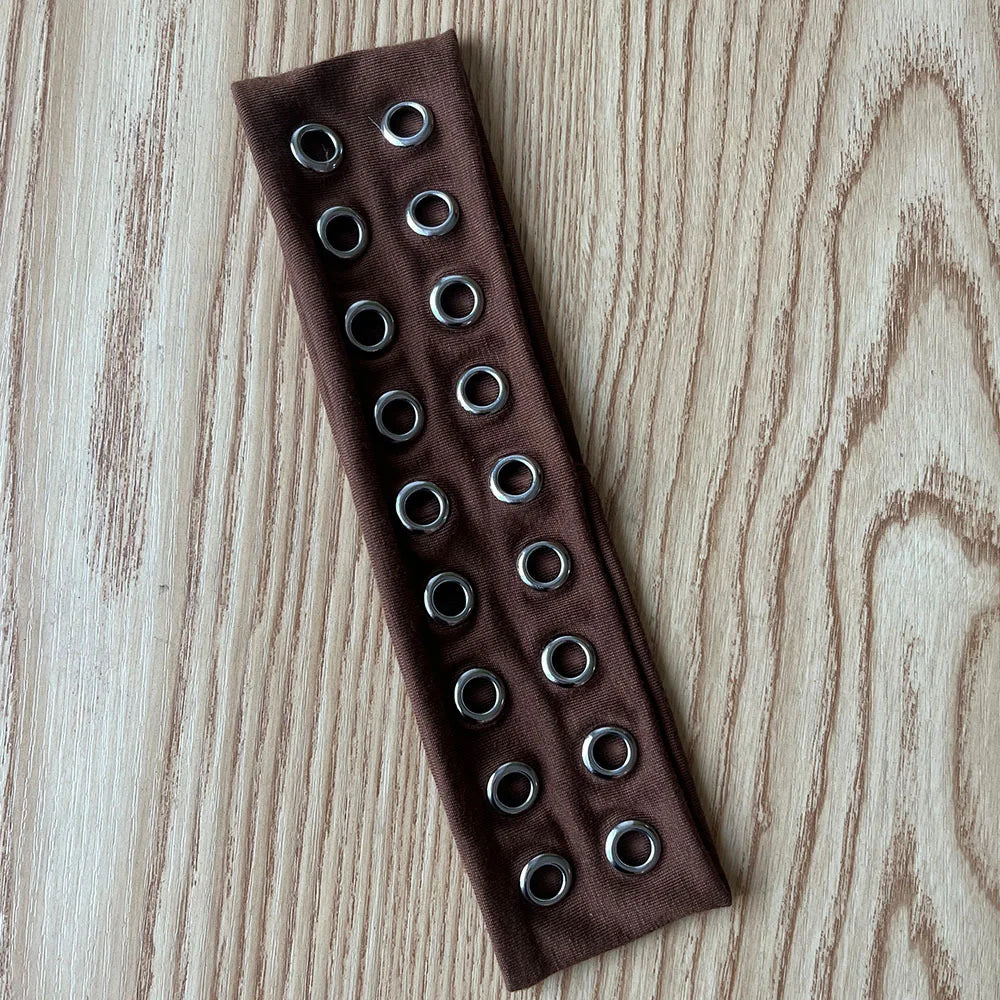 Punk Grunge Wide Elastic Headband Stretchy Metal Look - Smarsty