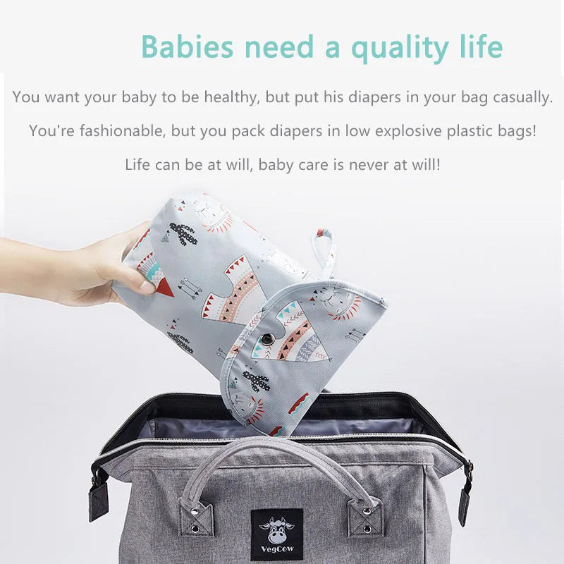 Baby Diaper Bag Waterproof Wet Dry Pack Mummy Storage Pouch Nappy Organizer Insert Tote Purse Travel Stroller Carry Bag by Smarsty