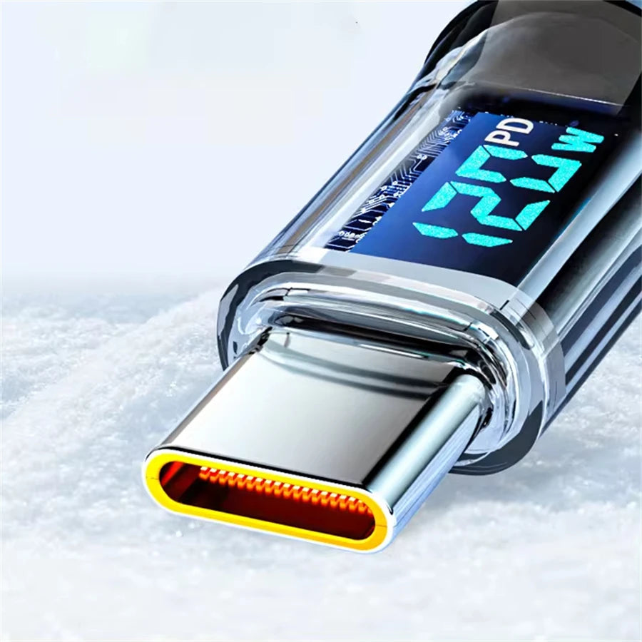 NNBILI 120W Super Fast Charging Cable Real-time Digital Display USB A to Type C data Cable For iPhone Android Phones Universal - Smarsty