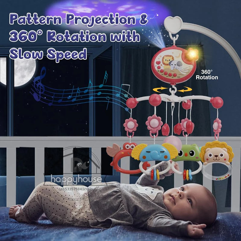 Musical Baby Crib Mobile with Lights Music Projection for Infants 0-6 Months Remote Control Crib Toys for Newborn Baby Mobile by Smarsty