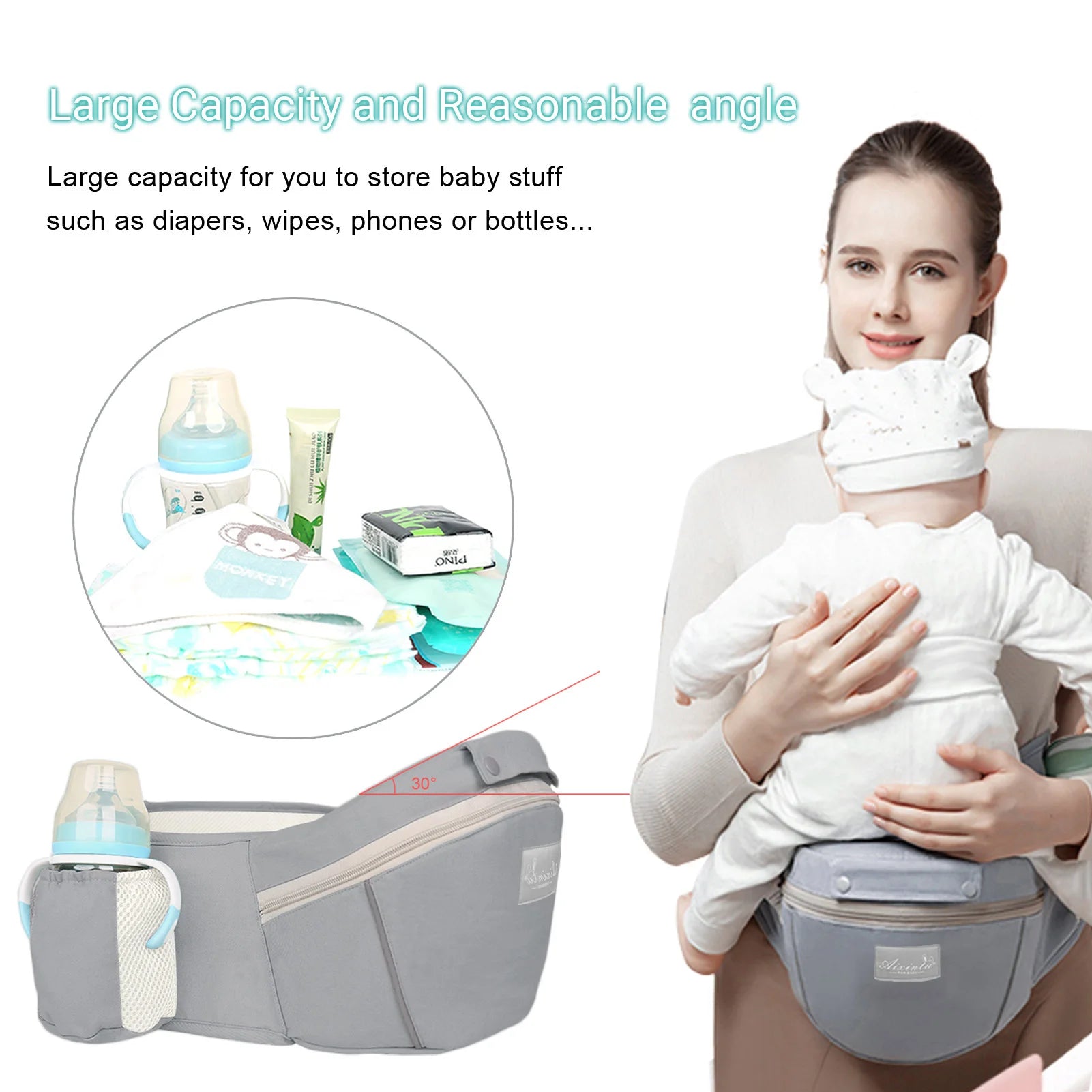 Ergonomic Baby Carrier Backpack Infant Baby Hipseat Carrier Front Facing Ergonomic Kangaroo Baby Wrap Sling Travel Backpack by Smarsty