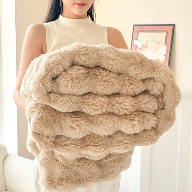 Double-Layer Rabbit Fur Blanket for Comfortable Summer Use - Smarsty