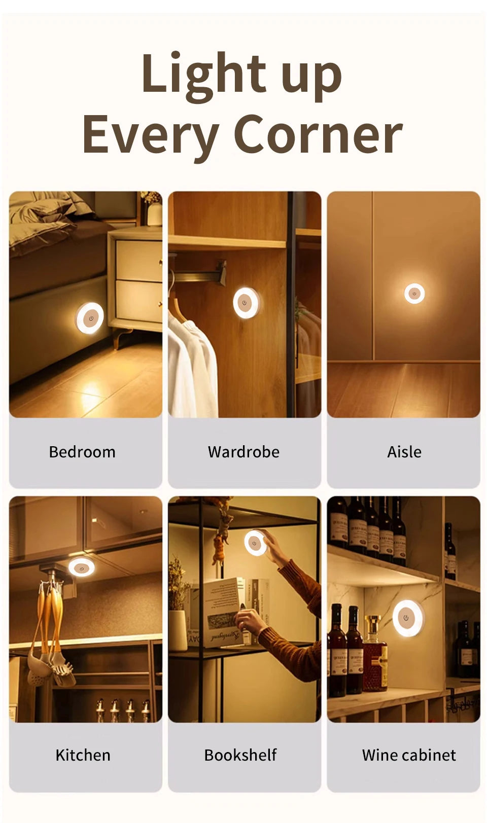 Rechargeable LED Night Light with Dimmable Touch Switch - Smarsty