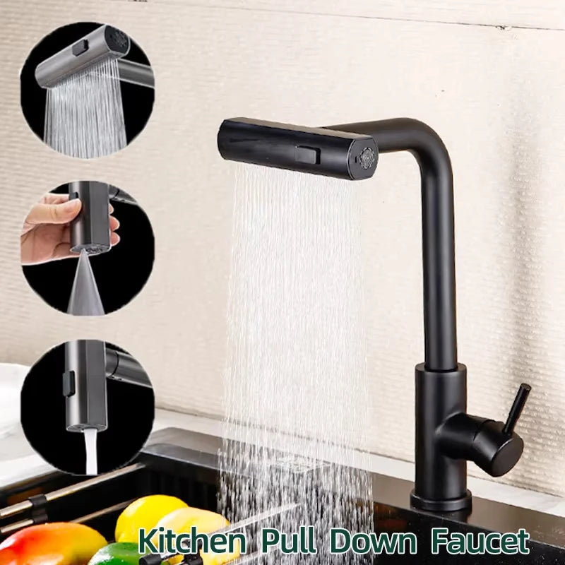 Flexible Stainless Steel Kitchen Faucet with Stream Shower Mode - Smarsty