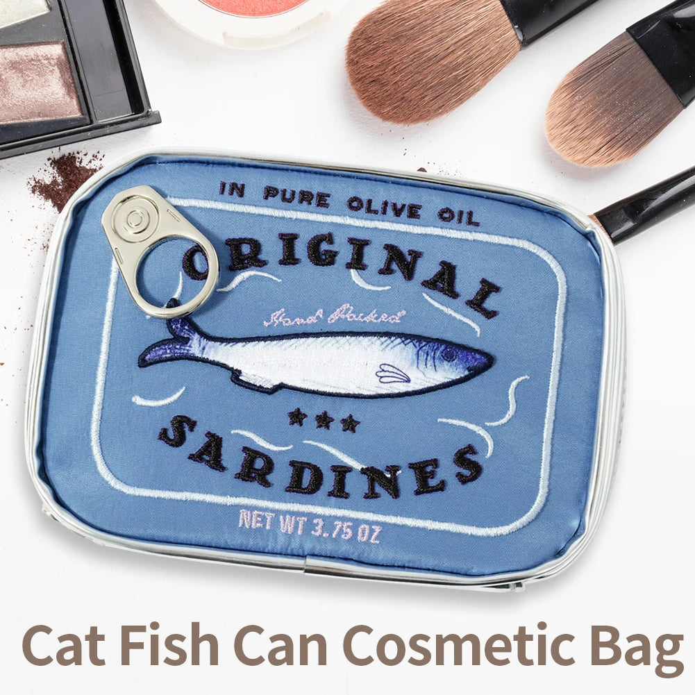 Canned Sardines Style Storage Bag Cute Bath Travel Bag Creative Portable Fashion Zipper Multi-function Soft for Weekend Vacation - Smarsty