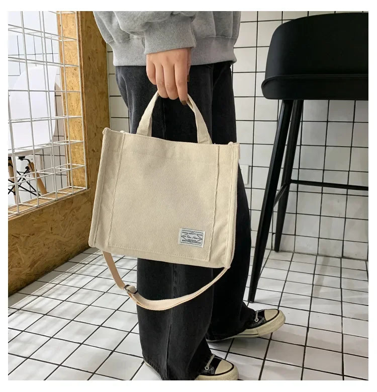 Corduroy Women Handbag Large Capacity Shoulder Bag - Smarsty