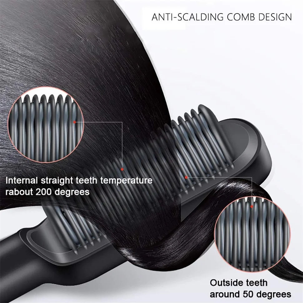 Multifunctional Ionic Hair Straightener and Curler Comb - Smarsty