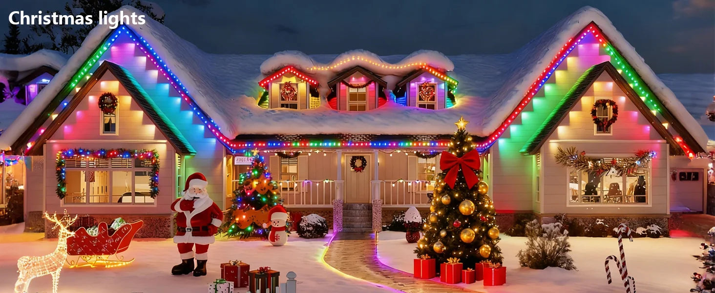 150ft 100ft 50ft Permanent Outdoor Lights Smart RGBIC Outdoor Lights with 75 Scene Modes String Lights with 90 LEDs for Garden