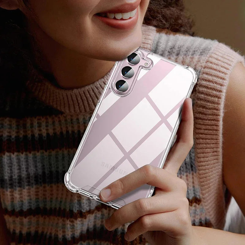 Smarsty Hybrid Shockproof Galaxy Clear Case With Anti Scratch Shield -