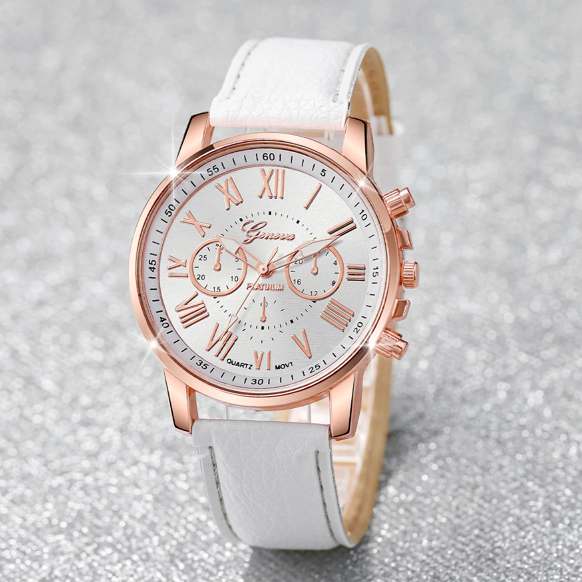 Women's Fashion Quartz Watch Set with Pearls and Leather Band - Smarsty