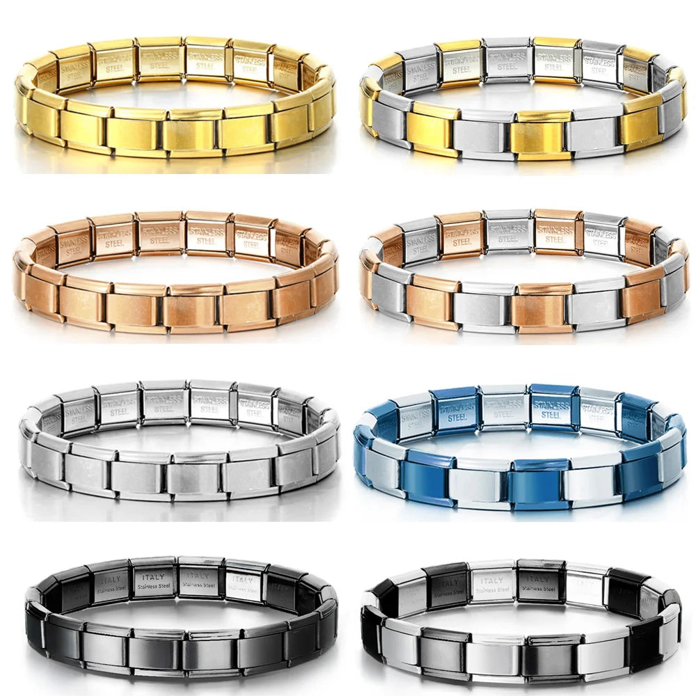 Italian 9mm Charm Link Elastic Stainless Steel Bracelet - Smarsty