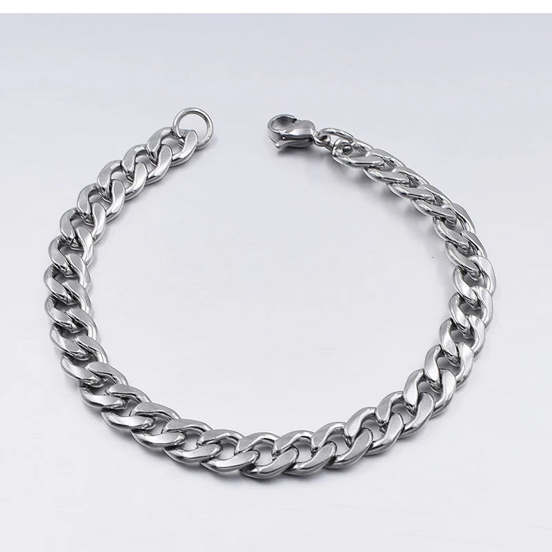 Stainless Steel Cuban Chain Bracelet Unisex Fashion Jewelry - Smarsty