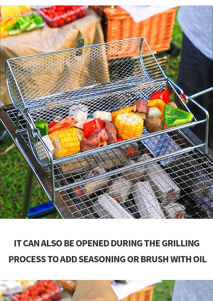 Stainless Steel BBQ Grill Mesh Basket for Perfect Roasting - Smarsty