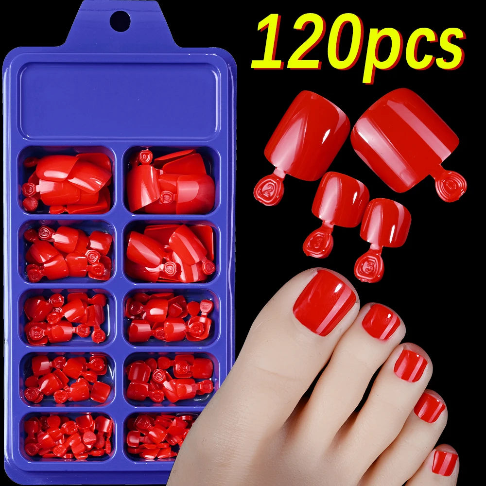 120 Pieces Pink Square Toe Nail Tips Full Cover Extensions - Smarsty