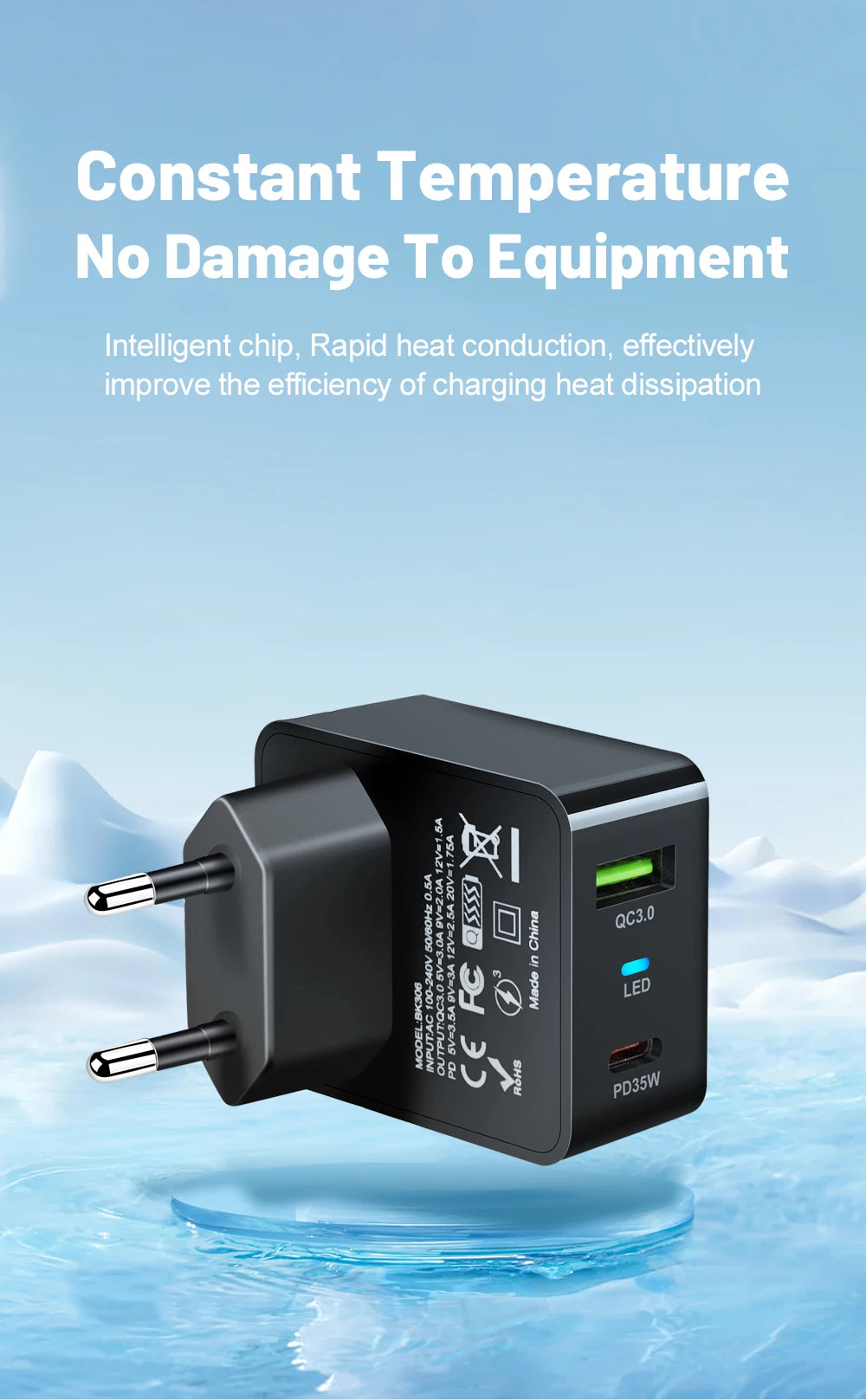 GaN USB C Charger 35W Fast Charge PD3 QC3 Compatible - Smarsty
