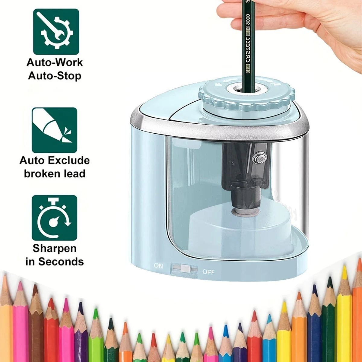 Electric Sharpener Assembly Desktop Automatic Pencil Sharpener Suitable To Pencils (6-8mm) for Students School Office Stationery - Smarsty