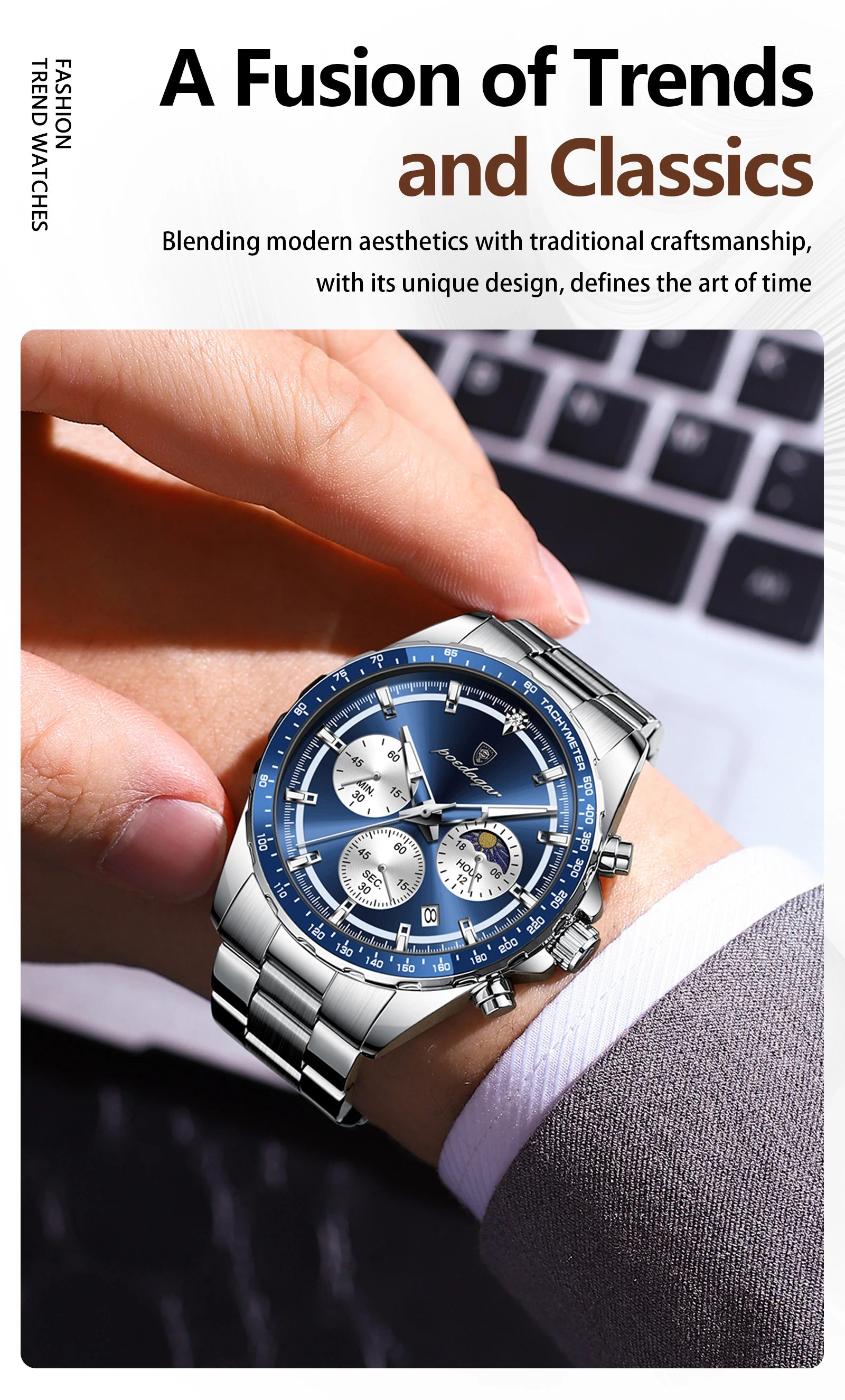 Waterproof Stainless Steel Men's Chronograph Watch - Smarsty