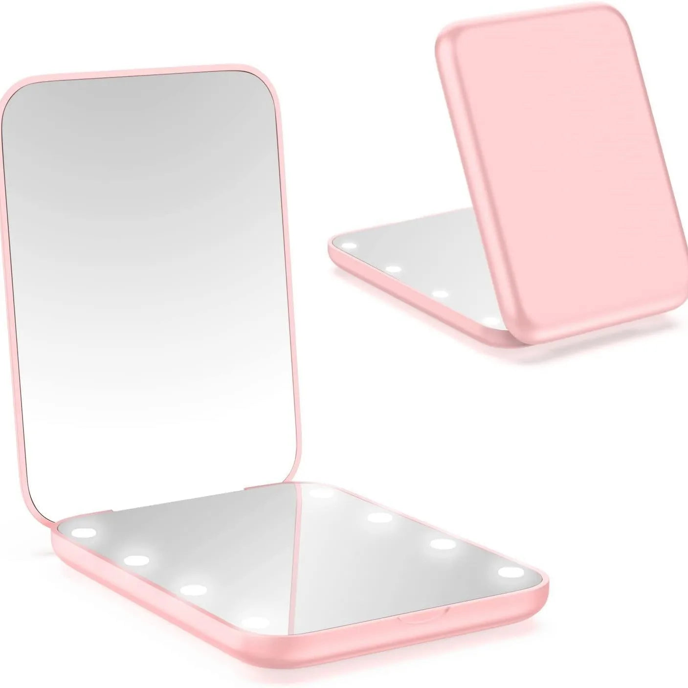Mini LED Makeup Mirror Portable Vanity Mirrors with Light 1X 2X Magnifying Pocket Mirror Foldable Cosmetic Vanity Mirrors