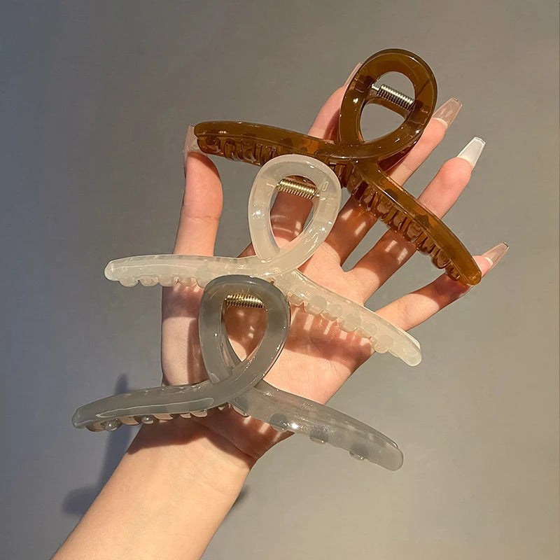 Large Jelly Hair Claw Clip Secure Hold Morandi Colors - Smarsty