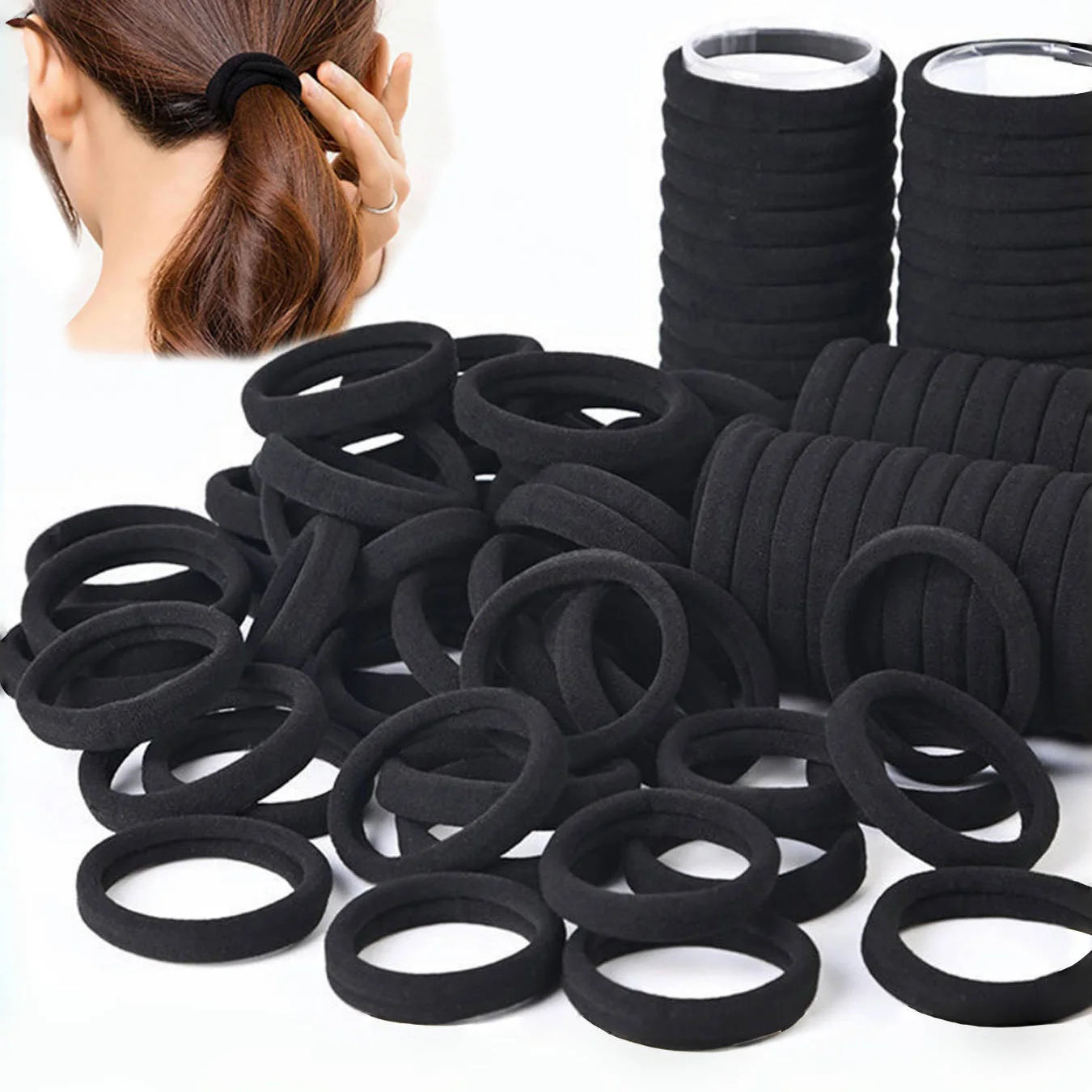 High Elastic Nylon Hair Bands 100 Pack Soft No Damage - Smarsty
