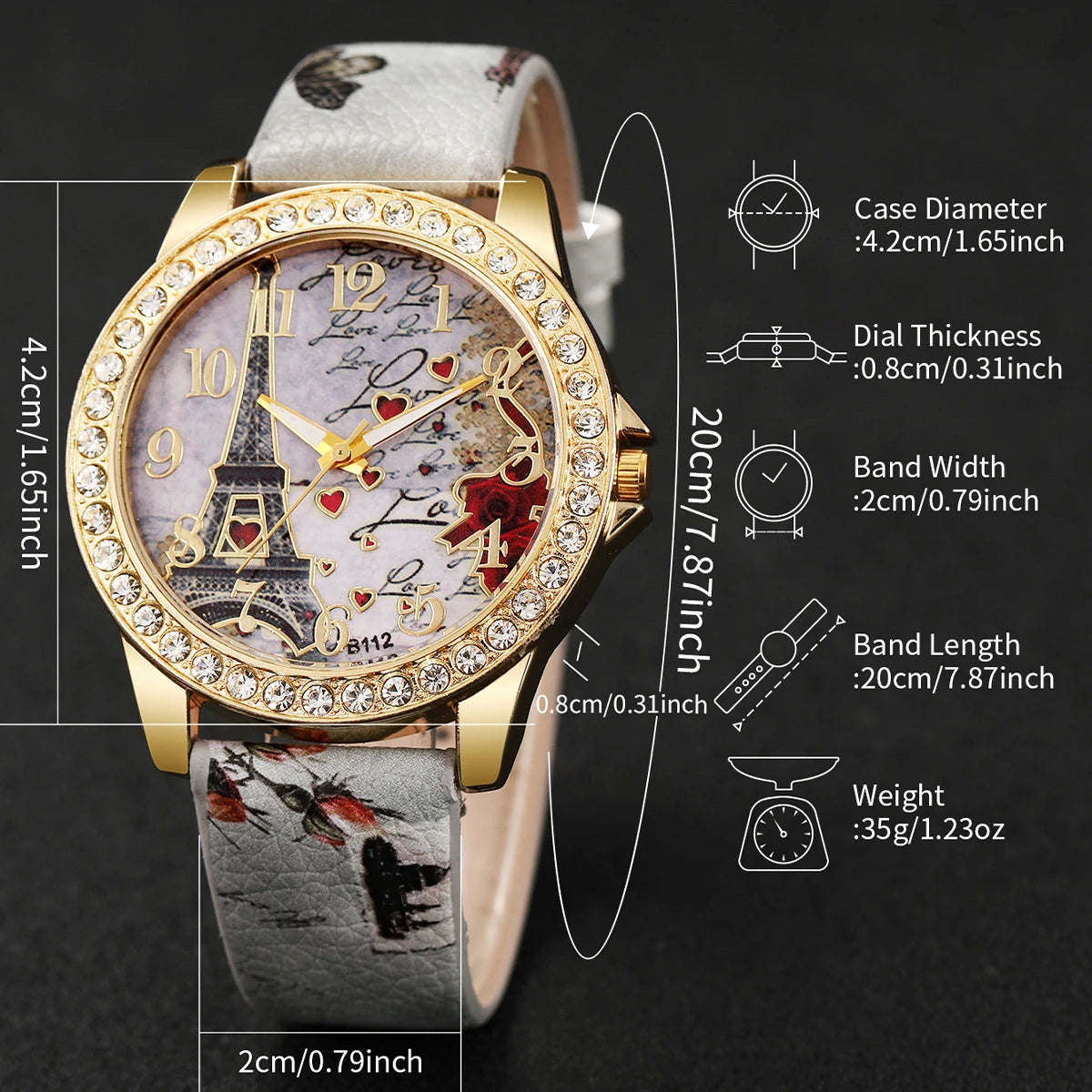 Fashion Rhinestone Women's Quartz Watch Set with Floral Design - Smarsty